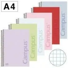 LIBRETA A4 ESPIRAL TAPAS PP 80 H 90 G/M2 CUADRO 4 MM