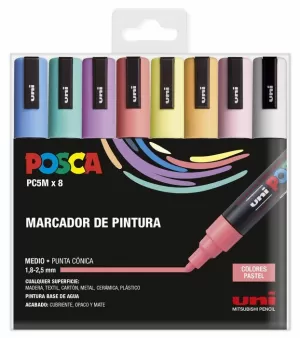 PACK MARCADOR UNI POSCA PC-5MR 1.8-2.5 MM 8 COLORES PASTEL