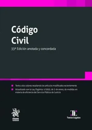 CÓDIGO CIVIL 33ª EDICIÓN ANOTADA Y CONCORDADA